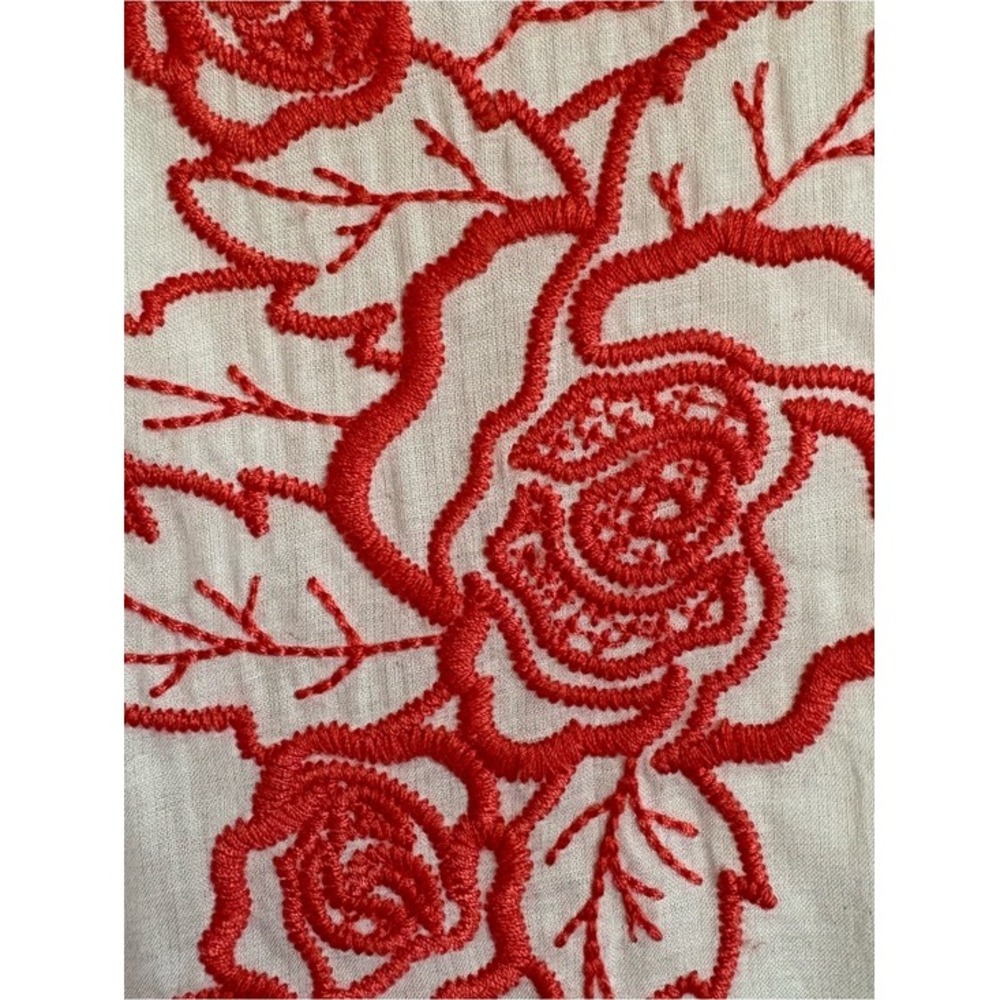 Stetson Embroidered Floral Cotton Snap Front Top Coastal Cowgirl Cottagecore - Picture 3 of 8